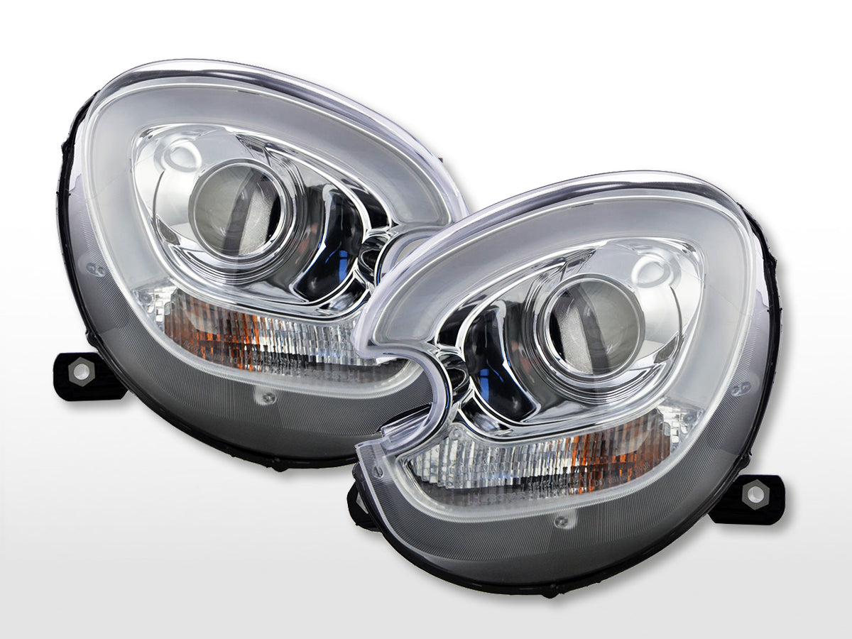 Scheinwerfer Set Xenon Daylight LED TFL-Optik Mini Countryman (R60) 10-17 chrom Scheinwerfer Set Xenon Daylight LED TFL-Optik Mini Countryman (R60) 10-17 chrom